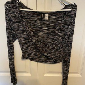 Long sleeve cropped top with deep V neck